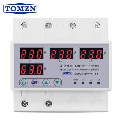 Tomzn TOVPD3-VAYA 3 Phase Auto Phase Selector Voltmeter Adjustable Over and Under Voltage Protection - image 1