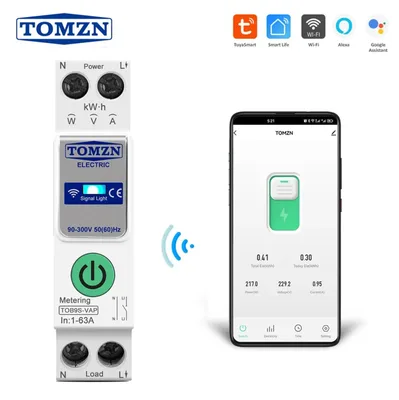 Tomzn TOB9S-VAP 8in1 63A WIFI Smart Switch with Monitoring and Protection (Wifi Breaker Full Function) - image 1