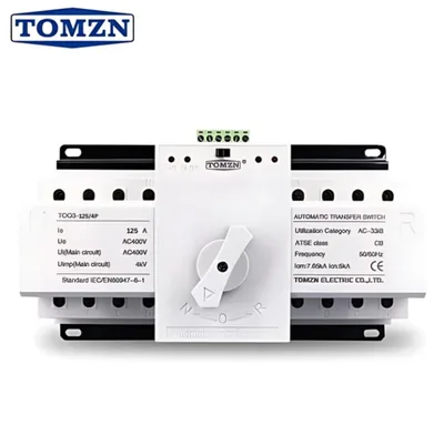 TOMZN TOQ3 4P-63A & 125A AC Three Phase Din Rail 220V Dual Power Automatic Transfer Switch ATS - image 1