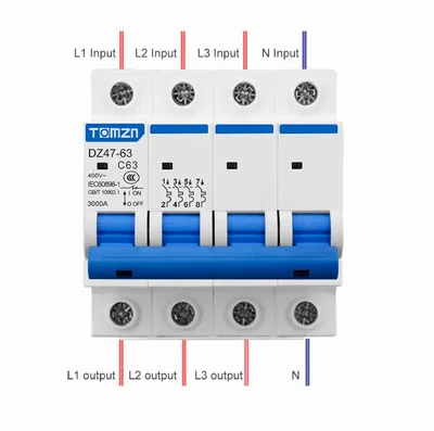 Tomzn 4 Pole AC MCB Circuit Breaker (TOB1-63H/DZ47-125) - image 1